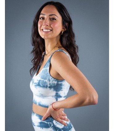 Top Largo Ahimsa – Tie Dye Azul & Blanco, Suavidad y Paz Interior